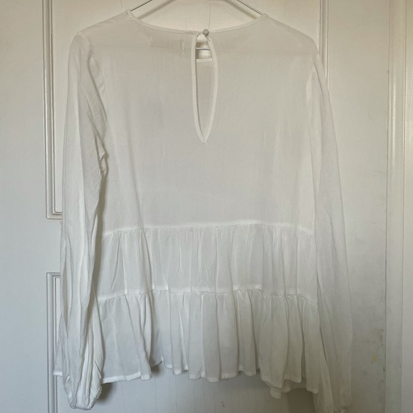 Urban Outfitters Tiered Babydoll Blouse Ivory S - Picture 2 of 5